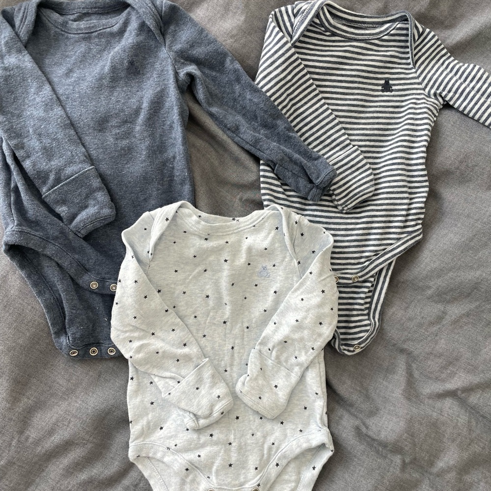 Baby Gap Bodysuit Set - Gray, Striped, and Star Dotted